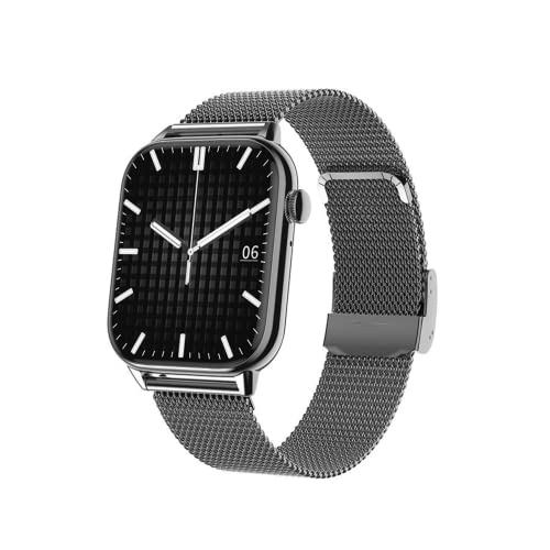 XWATCH Pro Elite S4, Smartwatch, Anrufe, SMS, Sprachassistent, Sport und Gesundheit, Herren, Damen, Kinder, Akkulaufzeit 7 Tage … (schwarzes Milanaise-Armband) von XWATCH
