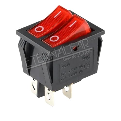 KCD6 16A 250V AC Wippschalter Bootsschalter 6-polig mit Lampe EIN-AUS Rot Der Elektrogrill Grün Elektrische Heizung Doppelschiffstyp(KCD6-Black-6J4D,2pieces -lot) von XWMSCLAK