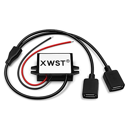 DC DC 8V-40V 12V 24V auf 5V Spannungswandler 2xUSB 3A 15W Wandler | Adapter Anschluss für Auto Motorrad Fahrrad E-Bike | Stromrichter Ladegerät Buck Converter Step-down Netz von XWST