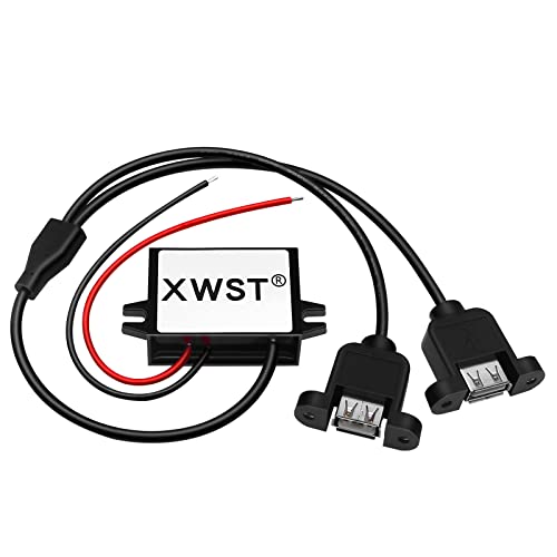 XWST DC DC 8-90V 12V 24V 36V 48V 60V 72V auf 5V Spannungswandler 3A 15W Dual-USB mit Ohr Wandler | Adapter Anschluss für Auto Motorrad Fahrrad E-Bike | Stromrichter Ladegerät Buck Converter von XWST