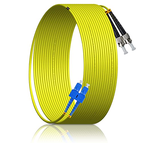 XWYWX 15M SC/UPC auf ST/UPC SM DX LSZH 3.0mm LWL Kabel Patchkabel, SC zu ST Singlemode 9/125μm Duplex SC-ST Glasfaser Patchkabel Patch Cord Cable Kompatibel mit OS1&OS2-XSUTU121-15 von XWYWX