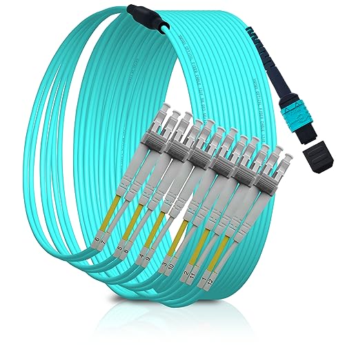 XWYWX 1M MPO UPC zu 12xLC UPC (6 Duplex) LSZH OM3 Breakout-Kabel MPO-LC Beakout LWL Kabel Patchkabel Multimode MPO auf 12*LC Fanout Glasfaserkabel Patch Cord MTP/8-Kern Kompatibele-XNULU342-1 von XWYWX