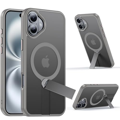 XXDD Magnetische Schutzhülle für iPhone 16 (mit 360° drehbarem Magnetständer), kompatibel mit MagSafe, stoßfeste Schutzhülle in Militärqualität für iPhone 16 (6,1 Zoll), graues Titan von XXDD