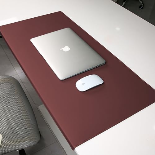 Anti Rutsch Schreibtischunterlages, Benutzerdefinierte Größe Leder Schreibunterlage, Mauspads, Schreibtischschutz, Tastaturpads mit Kantenschutz für Büro-oder Heimbereich(90 * 40cm) von XXIUDEE