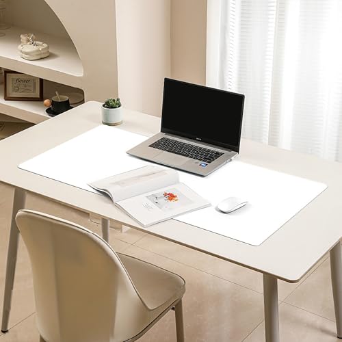 Rutschfeste Schreibtischunterlage, wasserdicht, Leder, Schreibtischunterlage, Mauspad, Laptop-Matte, Schreibtischunterlage für Büro, Arbeit, Zuhause, Büro, Dekoration (80 x 30 cm, Weiß) von XXIUDEE