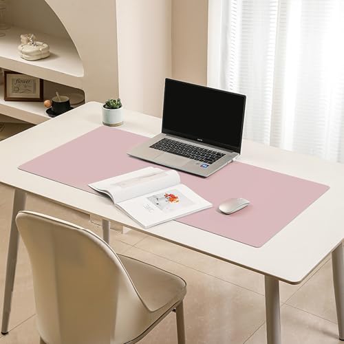Rutschfeste Schreibtischunterlage, wasserdicht, Leder, Schreibtischunterlage, Mauspad, Laptop-Matte, Schreibtischunterlage für Büro, Arbeit, Zuhause, Büro, Dekoration (80 x 40 cm, Rosa) von XXIUDEE