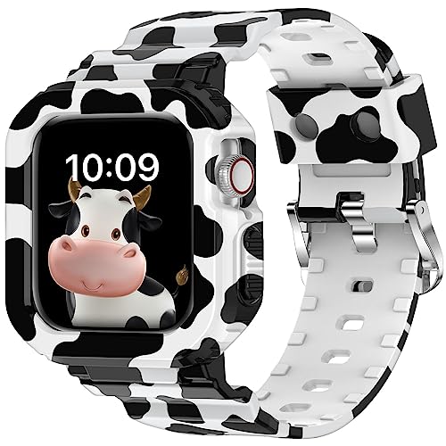 XYF Kompatibel mit kristallklaren Apple-Watch-Armbändern, 45 mm, 44 mm, 42 mm, für Damen und Herren, Jelly-Sportarmband, für iWatch Ultra 2/1, Serie 10, 9, 8, 7, SE, 6, 5, 4, 3, 2, 1 (weiße Kuh, XYF Kompatibel mit kristallklaren Apple-Watch-Armbändern, 45 mm, 44 mm, 42 mm, für Damen und Herren, Jelly-Sportarmband, für iWatch Ultra 2/1, Serie 10, 9, 8, 7, SE, 6, 5, 4, 3, 2, 1 (weiße Kuh, von XYF