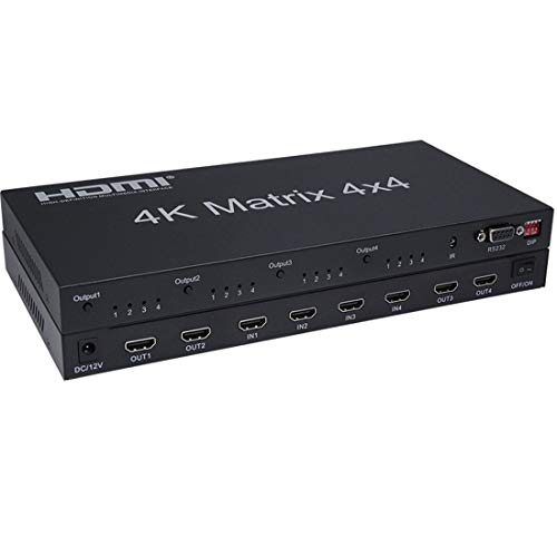 2.0 HDMI Matrix 4x4, 4K 60Hz 1080p (RGB/YUV 4:4) Switch 4 Eingang 4 Out Konverter RS232 EDID-Schalter (2.0 HDMI 4x4 Matrix) von XYKJOBC