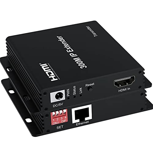 300 m IP Extender, HDMI Extender over IP RJ45 Cat6 Kabel 1080P HDMI auf Ethernet Network Extender Support One TX auf Many RX über Network Switch (TX+RX) von XYKJOBC