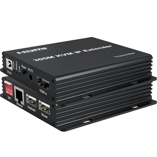 300 m IP HDMI KVM Extender, HDMI Extender über IP RJ45 Cat6 Ethernet-Kabel 1080p HDMI KVM Extender Multipoint Connect Network Switch Unterstützung PC DVR TV Maus Tastatur (KVM IP Extender) von XYKJOBC