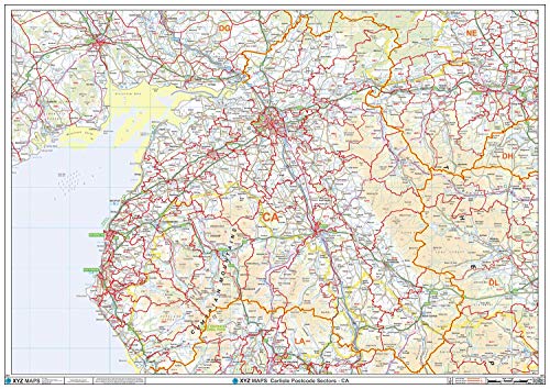 Carlisle – Kalifornien – Postleitzahl-Wandkarte, 2A, kunststoffbeschichtet, 119 x 168 cm von XYZ Maps