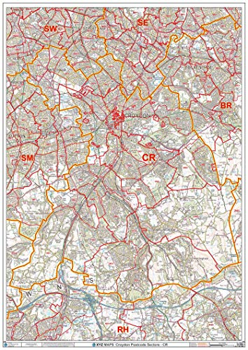 Croydon CR Wandkarte, 2A, kunststoffbeschichtet, 119 x 168 cm von XYZ Maps