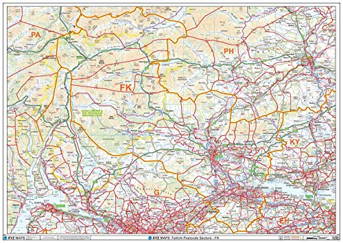 Falkirk - FK - Postleitzahl Wandkarte - Papier von XYZ Maps