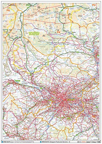 Glasgow – G – Postleitzahl Wandkarte, kunststoffbeschichtet von XYZ Maps