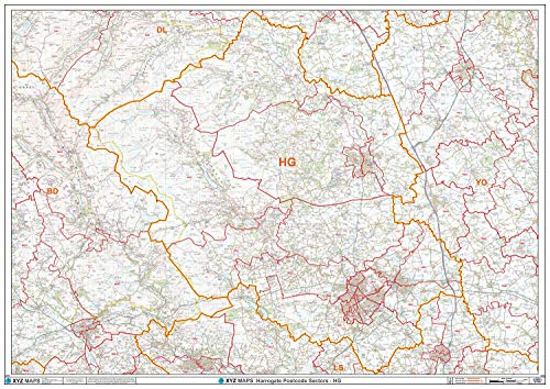 Harrogate – HG – Postleitzahl Wandkarte – Papier von XYZ Maps