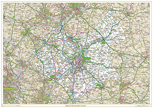 Historische Leicestershire County Landkarte, kunststoffbeschichtet von XYZ Maps