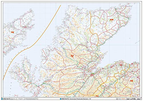 Inverness – IV – Postleitzahl Wandkarte – Papier von XYZ Maps