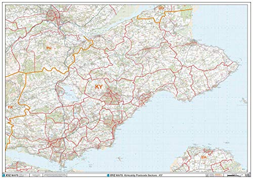 Kirkcaldy KY-Postleitzahl-Wandkarte, Papier von XYZ Maps