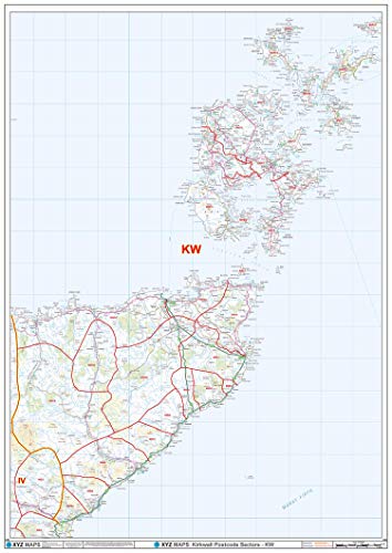 Kirkwall – KW – Postleitzahl-Wandkarte, kunststoffbeschichtet von XYZ Maps