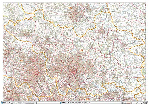 Leeds – LS – Postleitzahl Wandkarte – Papier von XYZ Maps