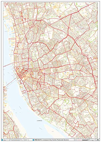 Liverpool City Center Postleitzahl Sektoren Wandkarte (C2) – kunststoffbeschichtet von XYZ Maps