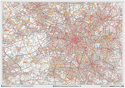 Manchester – M – Postleitzahl Wandkarte – Papier von XYZ Maps