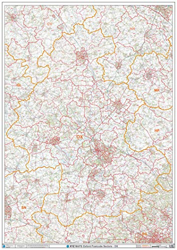 Oxford – OX – Postleitzahl Wandkarte – Papier von XYZ Maps