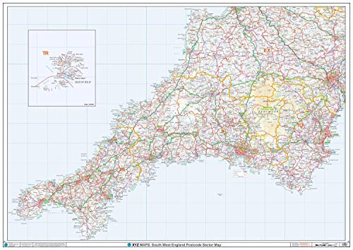 Postleitzahl Sektorkarte – (S1) – Südwesten England – Wandkarte von XYZ Maps