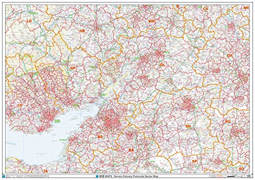 Postleitzahl Sektorkarte – (S6) – Severn Estuary – Wandkarte, kunststoffbeschichtet von XYZ Maps