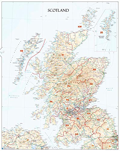 Schottland Postleitzahlen – Wandkarte Papier von XYZ Maps