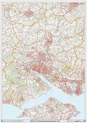 Southampton – SO – Postleitzahl-Wandkarte, 2A, kunststoffbeschichtet, 119 x 168 cm von XYZ Maps
