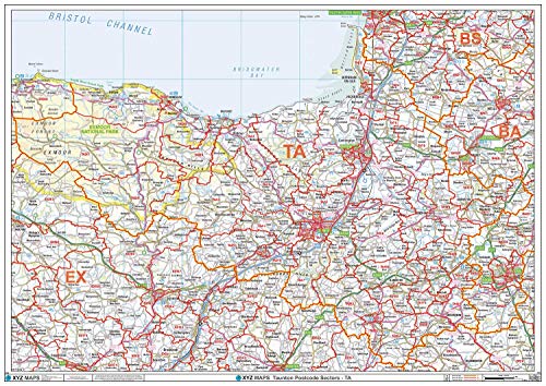 Taunton – TA – Postleitzahl Wandkarte – Papier von XYZ Maps