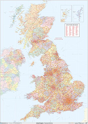 UK Political Wandkarte, Postleitzahl, 1,8 x 1,2 m, kunststoffbeschichtet von XYZ Maps