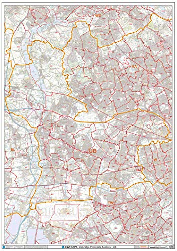 Uxbridge – UB – Postleitzahl Wandkarte – Papier von XYZ Maps