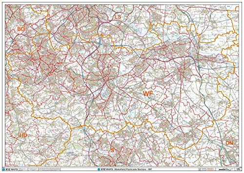 Wakefield – WF – Postleitzahl Wandkarte – Papier von XYZ Maps