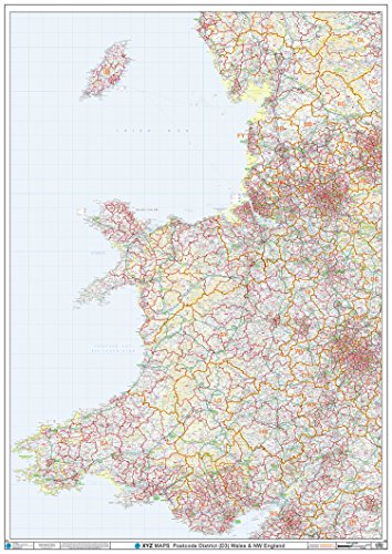 Wales – Postleitzahl District Wandkarte von XYZ Maps