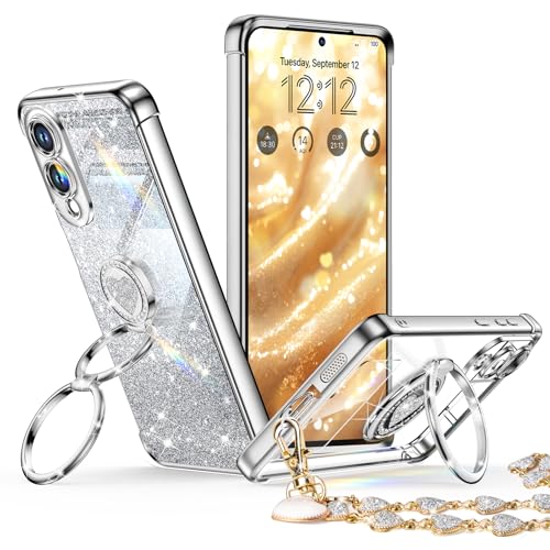 XYZ Schutzhülle für Galaxy S25 Edge mit Ständer, für Samsung Galaxy S25 Edge Hülle mit Doppelring, Frauen Mädchen Bling Luxus Glitzer Klar Handyhülle Herz für Samsung S25 Edge, Silber XYZ Schutzhülle für Galaxy S25 Edge mit Ständer, für Samsung Galaxy S25 Edge Hülle mit Doppelring, Frauen Mädchen Bling Luxus Glitzer Klar Handyhülle Herz für Samsung S25 Edge, Silber von XYZ
