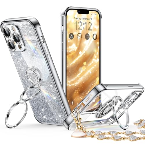 XYZ Schutzhülle für iPhone 13 Pro mit Ständer, Handyhülle mit Doppelring-Ständer, für Damen und Mädchen, glitzernd, transparent, Herzform, silberfarben XYZ Schutzhülle für iPhone 13 Pro mit Ständer, Handyhülle mit Doppelring-Ständer, für Damen und Mädchen, glitzernd, transparent, Herzform, silberfarben von XYZ
