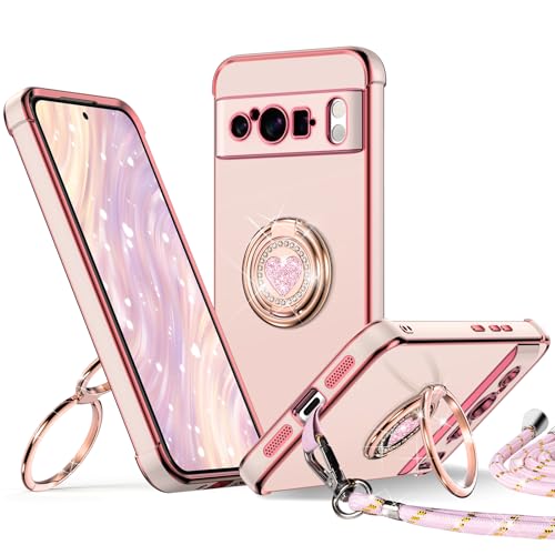 XYZ für Pixel 8 Pro Hülle mit Band, Herz Doppelring Ständer HandyHülle Handykette Frauen Mädchen Dünn Stoßfeste Anti-Kratzt SchutzHülle für Pixel 8 Pro Case, Rosa XYZ für Pixel 8 Pro Hülle mit Band, Herz Doppelring Ständer HandyHülle Handykette Frauen Mädchen Dünn Stoßfeste Anti-Kratzt SchutzHülle für Pixel 8 Pro Case, Rosa von XYZ