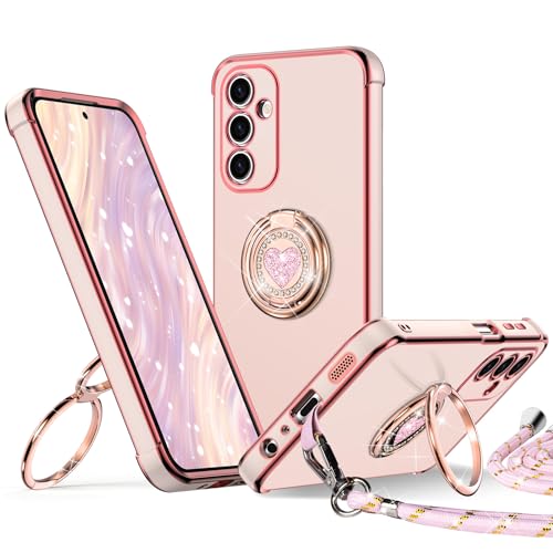 XYZ für Samsung Galaxy A25 5G Hülle mit Band, Herz Doppelring Ständer HandyHülle Handykette Frauen Mädchen Dünn Stoßfeste Anti-Kratzt SchutzHülle für Samsung A25 5G Case, Rosa XYZ für Samsung Galaxy A25 5G Hülle mit Band, Herz Doppelring Ständer HandyHülle Handykette Frauen Mädchen Dünn Stoßfeste Anti-Kratzt SchutzHülle für Samsung A25 5G Case, Rosa von XYZ