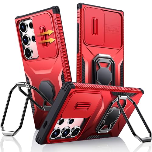 XYZ für Samsung Galaxy S22 Ultra Hülle mit Schiebekamera Abdeckung, Handyhülle Doppelring Ständer, Schwerlast Stoßfestes Robustes Stoßfänger SchutzHülle Samsung S22 Ultra Case - Rot XYZ für Samsung Galaxy S22 Ultra Hülle mit Schiebekamera Abdeckung, Handyhülle Doppelring Ständer, Schwerlast Stoßfestes Robustes Stoßfänger SchutzHülle Samsung S22 Ultra Case - Rot von XYZ