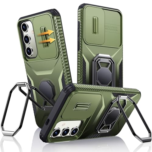 XYZ für Samsung Galaxy S23 FE Hülle, mit Kameraschutz, Handyhülle Doppelring Ständer, Schwerlast Stoßfestes Robustes Ganzkörper Stoßfänger SchutzHülle Samsung S23 FE Case, Grün von XYZ