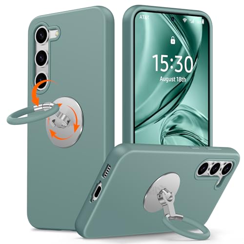 XYZ für Samsung Galaxy S23 Hülle mit Ständer, flüssiges Silikon Handyhülle mit Drehbarer Weich Silikon Ring, Stoßfeste Schutzhülle für Samsung S23 Case, Grün XYZ für Samsung Galaxy S23 Hülle mit Ständer, flüssiges Silikon Handyhülle mit Drehbarer Weich Silikon Ring, Stoßfeste Schutzhülle für Samsung S23 Case, Grün von XYZ