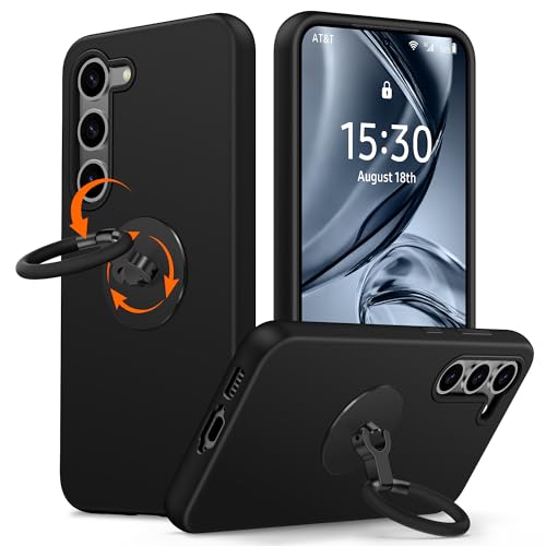 XYZ für Samsung Galaxy S23 Hülle mit Ständer, flüssiges Silikon Handyhülle mit Drehbarer Weich Silikon Ring, Stoßfeste Schutzhülle für Samsung S23 Case, Schwarz XYZ für Samsung Galaxy S23 Hülle mit Ständer, flüssiges Silikon Handyhülle mit Drehbarer Weich Silikon Ring, Stoßfeste Schutzhülle für Samsung S23 Case, Schwarz von XYZ