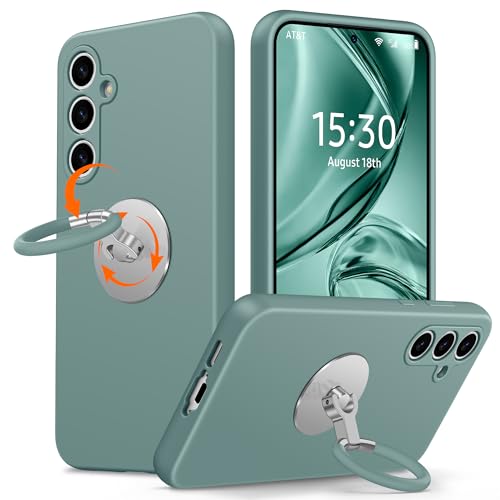 XYZ für Samsung Galaxy S24 FE Hülle mit Ständer, flüssiges Silikon Handyhülle mit Drehbarer Weich Silikon Ring, Stoßfeste Schutzhülle für Samsung S24 FE Case, Grün XYZ für Samsung Galaxy S24 FE Hülle mit Ständer, flüssiges Silikon Handyhülle mit Drehbarer Weich Silikon Ring, Stoßfeste Schutzhülle für Samsung S24 FE Case, Grün von XYZ