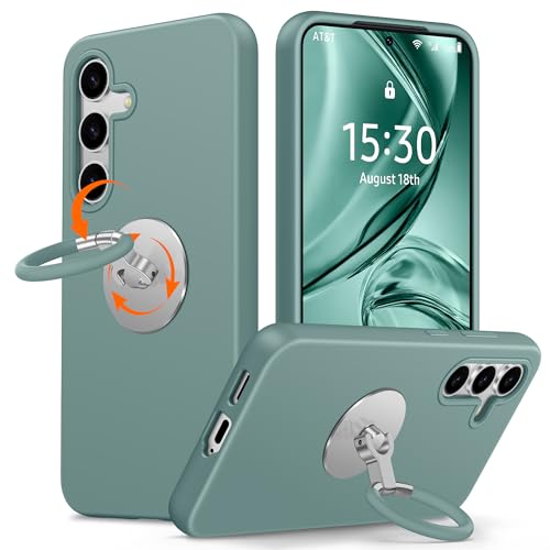 XYZ für Samsung Galaxy S24 Hülle mit Ständer, flüssiges Silikon Handyhülle mit Drehbarer Weich Silikon Ring, Stoßfeste Schutzhülle für Samsung S24 Case, Grün XYZ für Samsung Galaxy S24 Hülle mit Ständer, flüssiges Silikon Handyhülle mit Drehbarer Weich Silikon Ring, Stoßfeste Schutzhülle für Samsung S24 Case, Grün von XYZ