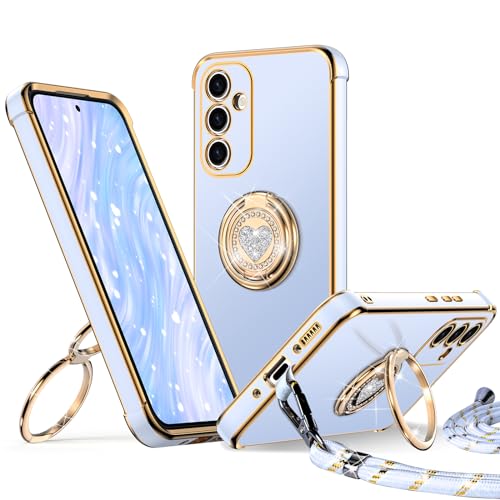 XYZ für Samsung Galaxy S25 Hülle mit Band, Herzen Doppelring Ständer HandyHülle Handykette Frauen Mädchen Dünn Stoßfeste Anti-Kratzt SchutzHülle für Samsung S25 Case, Blau XYZ für Samsung Galaxy S25 Hülle mit Band, Herzen Doppelring Ständer HandyHülle Handykette Frauen Mädchen Dünn Stoßfeste Anti-Kratzt SchutzHülle für Samsung S25 Case, Blau von XYZ