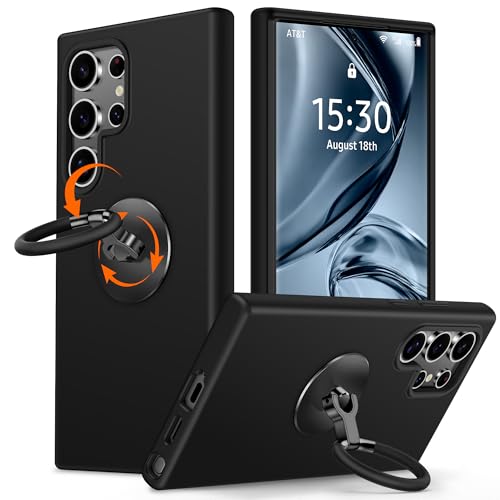 XYZ für Samsung Galaxy S25 Ultra Hülle mit Ständer, flüssiges Silikon Handyhülle mit Drehbarer Weich Silikon Ring, Stoßfeste Schutzhülle für Samsung S25 Ultra Case, Schwarz XYZ für Samsung Galaxy S25 Ultra Hülle mit Ständer, flüssiges Silikon Handyhülle mit Drehbarer Weich Silikon Ring, Stoßfeste Schutzhülle für Samsung S25 Ultra Case, Schwarz von XYZ