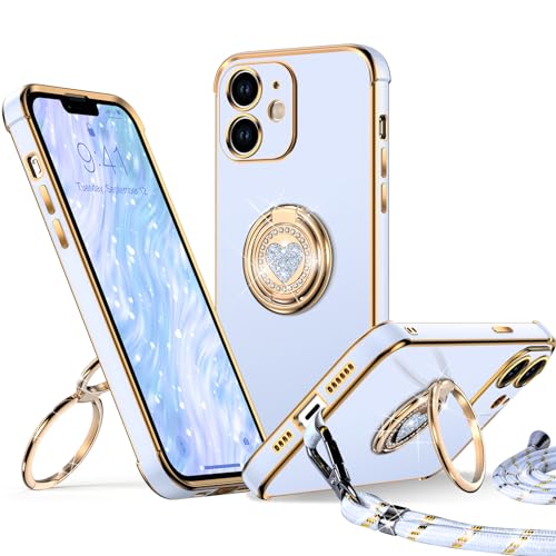 XYZ für iPhone 11 Hülle mit Band, Herz Doppelring Ständer HandyHülle Handykette Frauen Mädchen Dünn Stoßfeste Anti-Kratzt SchutzHülle für iPhone 11 Case, Blau XYZ für iPhone 11 Hülle mit Band, Herz Doppelring Ständer HandyHülle Handykette Frauen Mädchen Dünn Stoßfeste Anti-Kratzt SchutzHülle für iPhone 11 Case, Blau von XYZ