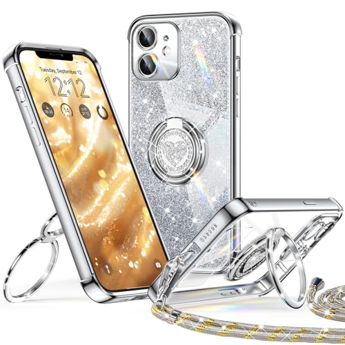 XYZ für iPhone 11 Hülle mit Band, Herzen Doppelring Ständer Luxus Glitzer HandyHülle Kameraschutz, Frauen Stoßfest Elektroplattiert Soft TPU SchutzHülle Clear iPhone 11 Case - Silber XYZ für iPhone 11 Hülle mit Band, Herzen Doppelring Ständer Luxus Glitzer HandyHülle Kameraschutz, Frauen Stoßfest Elektroplattiert Soft TPU SchutzHülle Clear iPhone 11 Case - Silber von XYZ